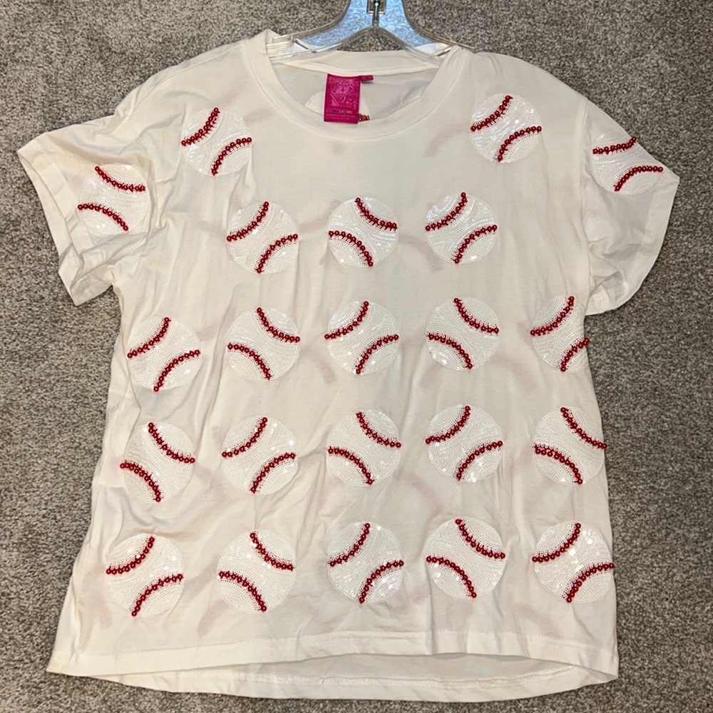 Queen of Sparkles sequined baseball t-shirt size small